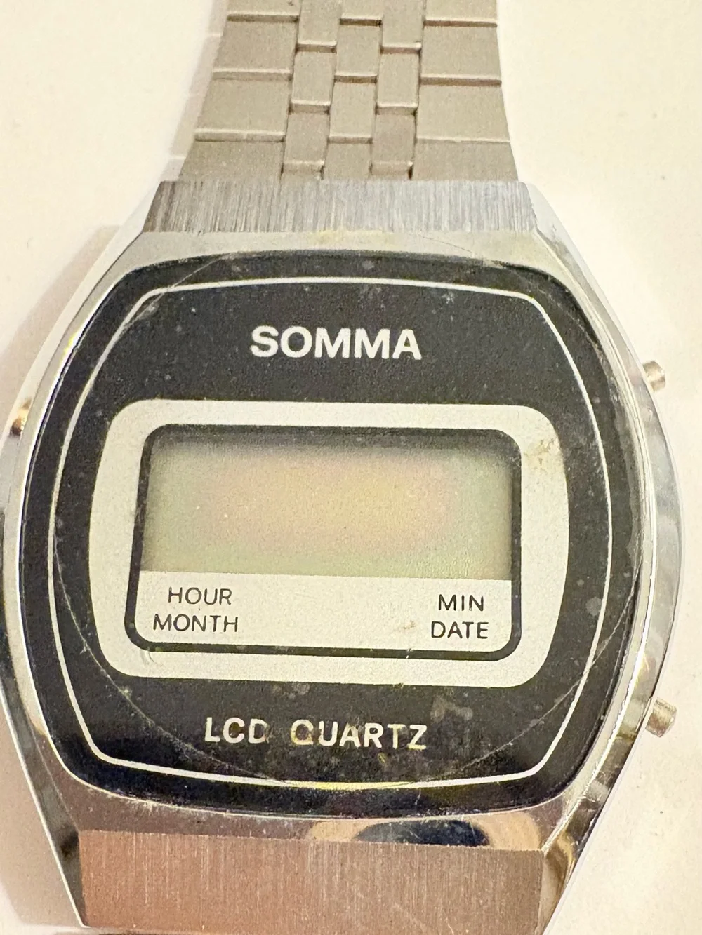 Somma Vintage/Retro LCD Digital Quartz Date Square 34mm Steel Silver Bracelet